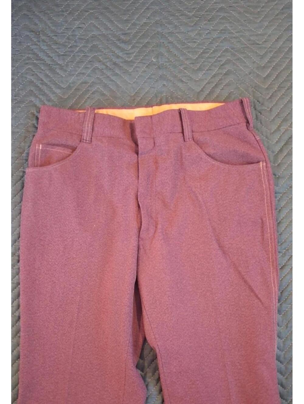 60s Vintage Arnold Palmer Golf Pants, Purple Polyester Sz Large Slacks Retro